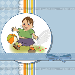 Little boy playing ball - vector image