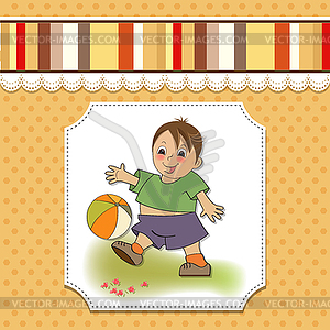 Little boy playing ball - vector image