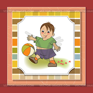 Little boy playing ball - vector clipart / vector image