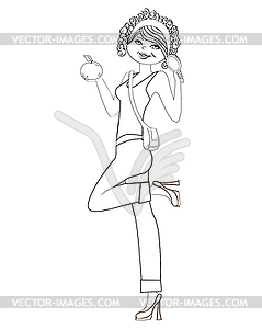 Pretty young girl , in black and white isola - vector image