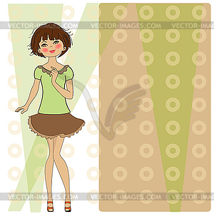 Pretty young woman, - vector clipart / vector image