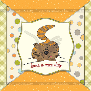 Kitty wishes you nice day - vector clipart