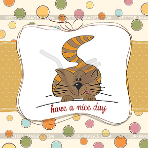 Kitty wishes you nice day - color vector clipart