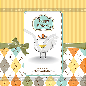 New baby announcement card with chicken - vector clip art