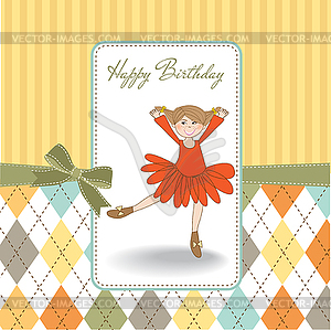 Birthday greeting card with girl - vector clipart / vector image