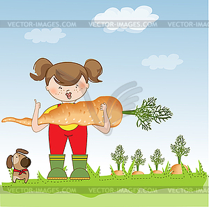 Gardener to harvest carrots - vector image