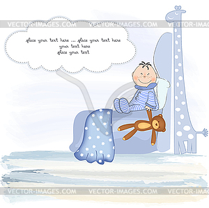 Welcome new baby boy - vector clipart