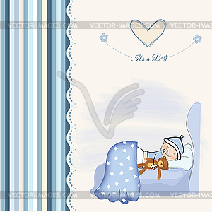 Welcome new baby boy - color vector clipart