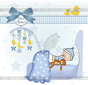 Welcome new baby boy - vector clipart