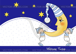 Welcome twins baby card - vector image