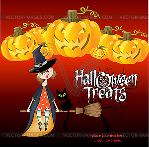 Halloween witch background - vector clip art