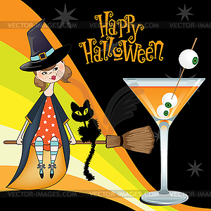 Halloween witch background - vector clipart
