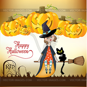 Halloween witch background - vector EPS clipart