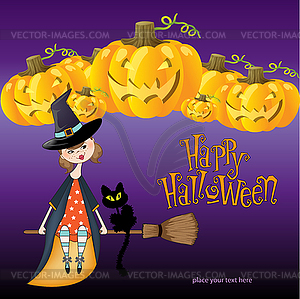 Хэллоуин ведьмы фоне - векторное графическое изображение