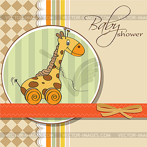 Baby shower card with cute giraffe - vector clipart