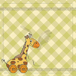 Baby shower card with cute giraffe - vector clipart