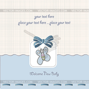 Cute baby shower card with butterfly - vector clip art