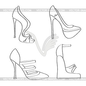 Items shoes set on high heel - vector image
