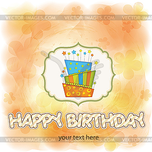 Big birthday cake with burning candles - vector clip art