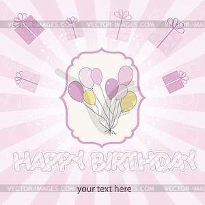 Birthday card with balloons - vector image