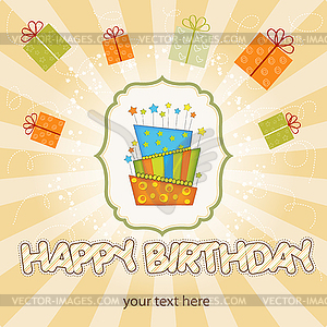 Big birthday cake with burning candles - vector clipart / vector image