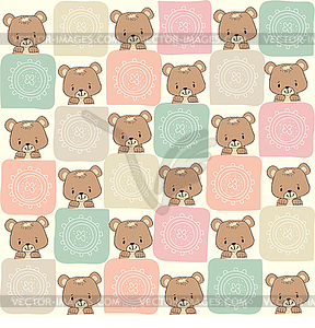 Childish pattern with teddy bear - vector clipart