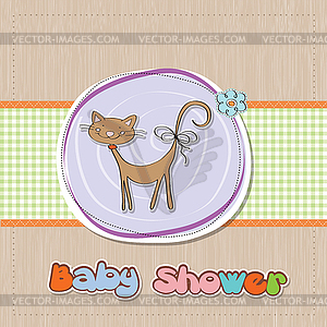 Baby shower card with cat - vector clipart / vector image