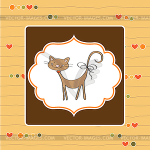 New baby shower card with cat - vector image