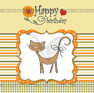 Birthday card with funny cat - vector clipart