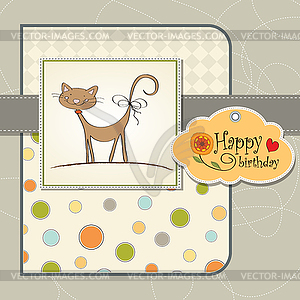 New baby shower card with cat - vector clip art