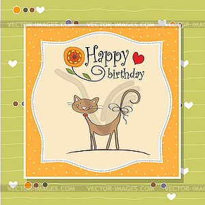 Birthday card with funny cat - vector clipart