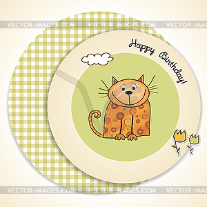 New baby shower card with cat - vector clipart