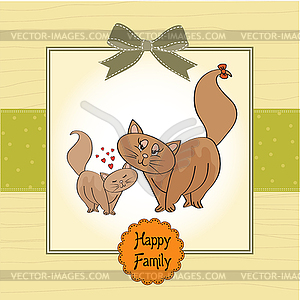 New baby kitten with his mother - vector clipart