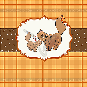 New baby kitten with his mother - vector image