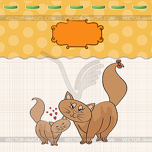 New baby kitten with his mother - royalty-free vector image