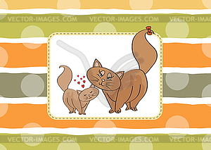 New baby kitten with his mother - vector clipart