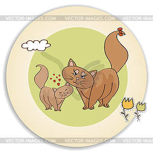 New baby kitten with his mother - vector image