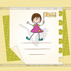 Cute little girl at first anniversary - vector clipart