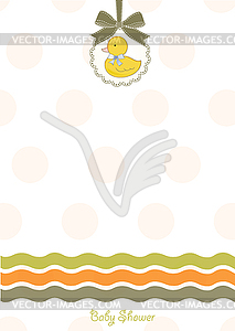 Baby shower card with little duck - vector image