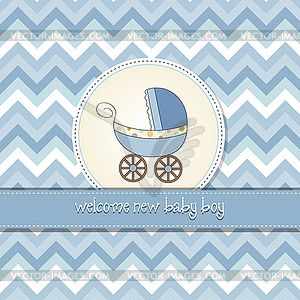 Baby boy announcement card with baby - vector clipart