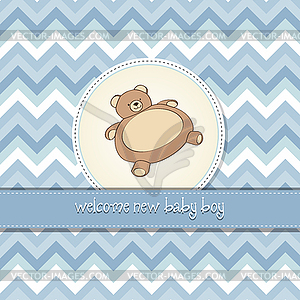 Baby shower card with teddy - color vector clipart