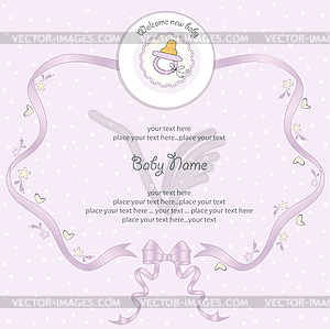 Baby girl shower card - vector clipart