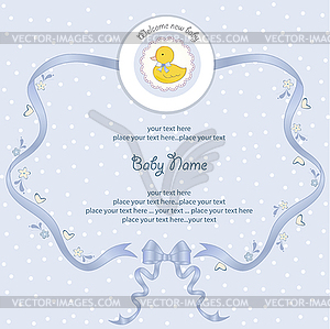 Baby shower card with little duck - vector clipart / vector image