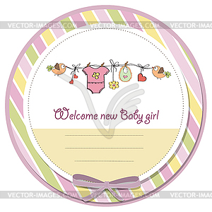 Baby girl shower card - vector image