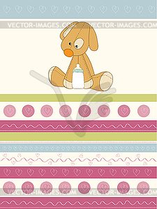 Baby shower card with puppy toy - vector clipart