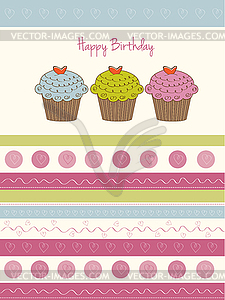 Birthday cupcake - vector image