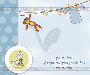 New baby boy shower card - vector clip art