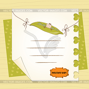 Little boy sleeping in pea been, baby announcement - vector clipart