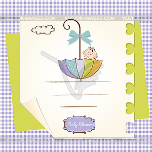 Baby shower card with umbrella - vector clipart