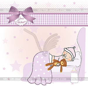 Welcome new baby girl - vector clip art